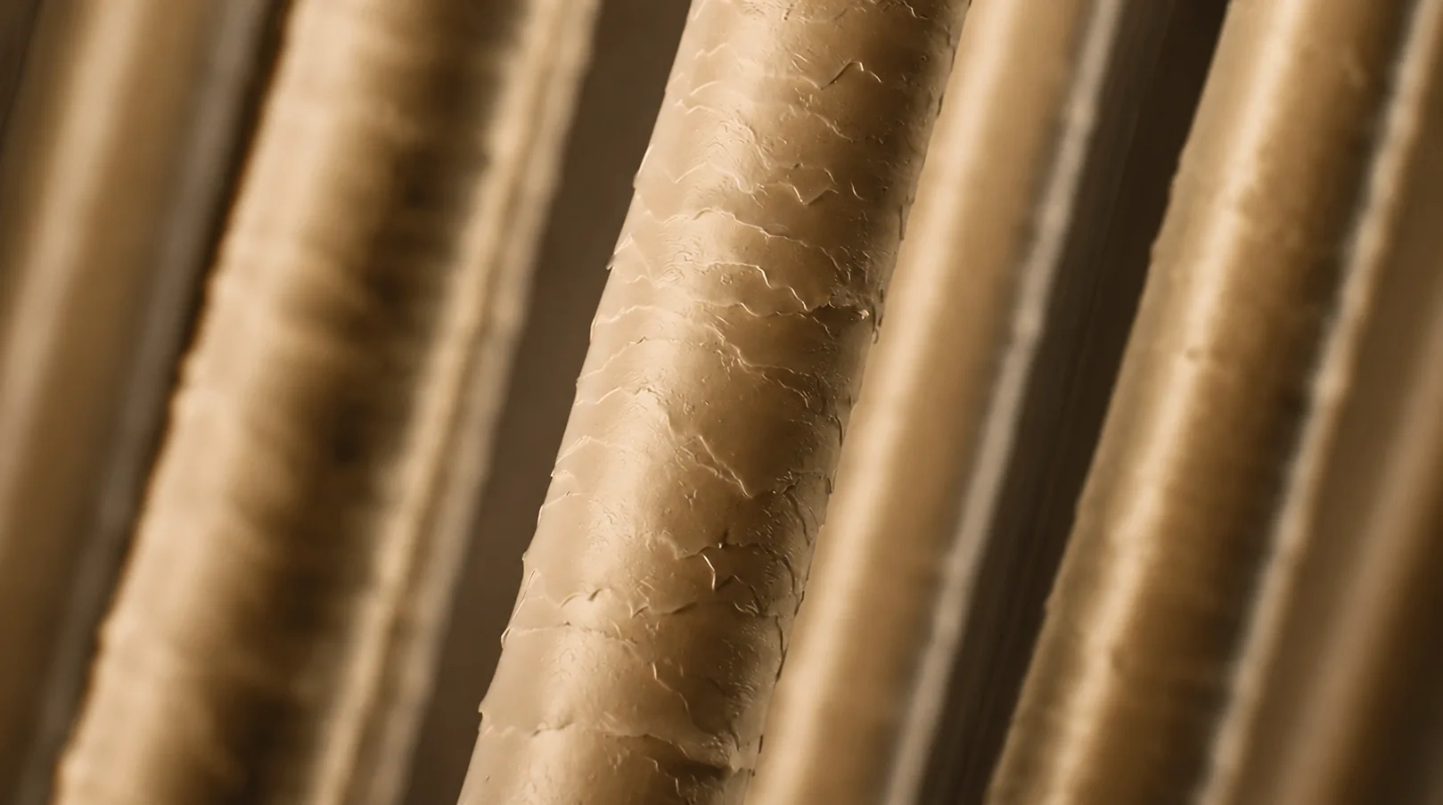 Glossy bronde hair showing a smooth reflective finish